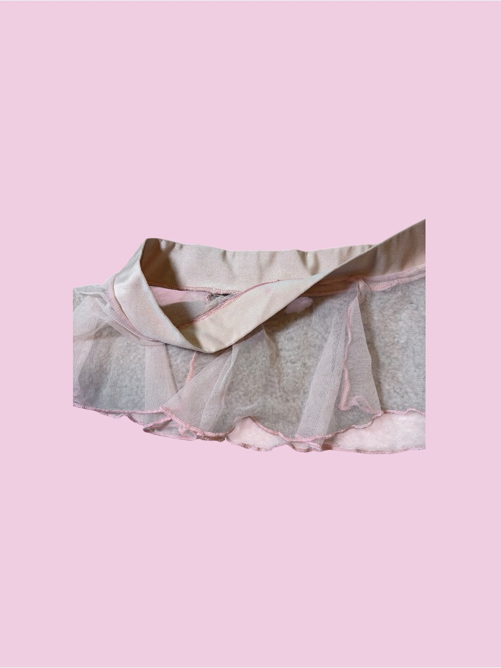 Sheer Pink Ruffle micro Mini Skirt - Picture 2 of 5